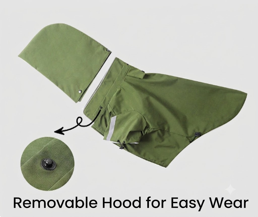All-Weather Waterproof Dog Shell Jacket | Detachable Hood & Reflective Trim | Pawpawlemon