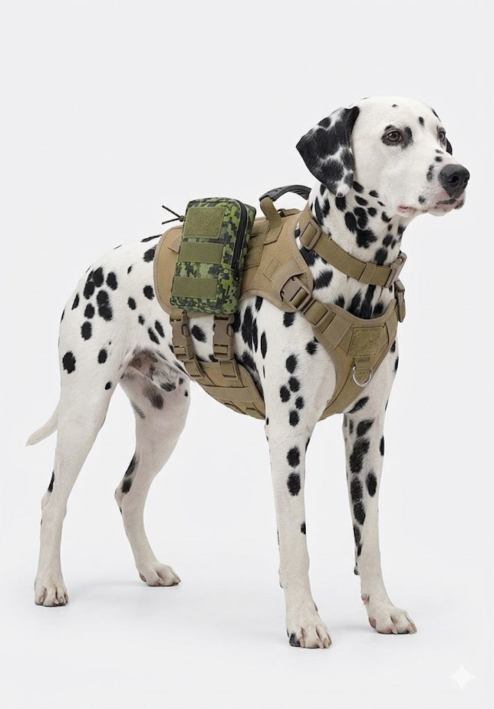 MOLLE Tactical Dog Harness (Khaki) — No-Pull Vest | Pawpawlemon