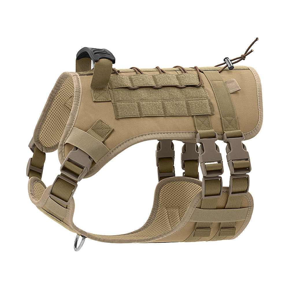 MOLLE Tactical Dog Harness (Khaki) — No-Pull Vest | Pawpawlemon