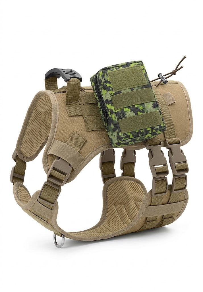 MOLLE Tactical Dog Harness (Khaki) — No-Pull Vest | Pawpawlemon