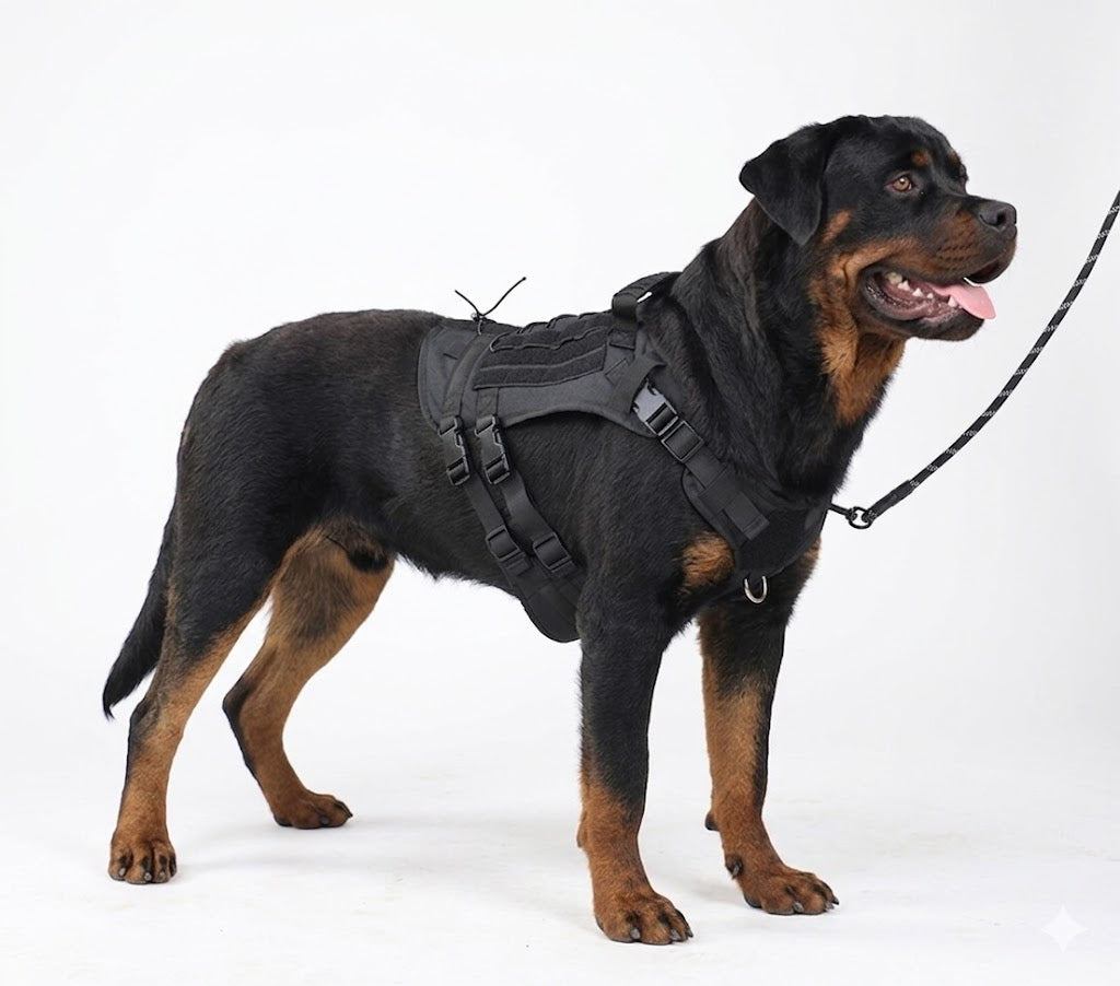 MOLLE Tactical Dog Harness (Black) — No-Pull Vest | Pawpawlemon