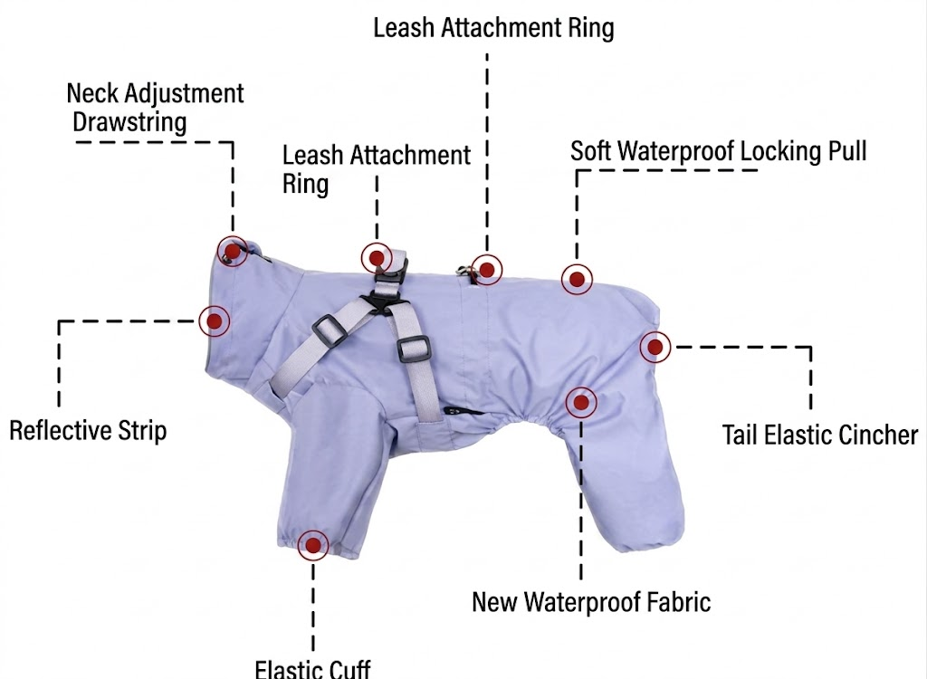 Full-Body Dog Raincoat with Harness Access (Purple) | Pawpawlemon