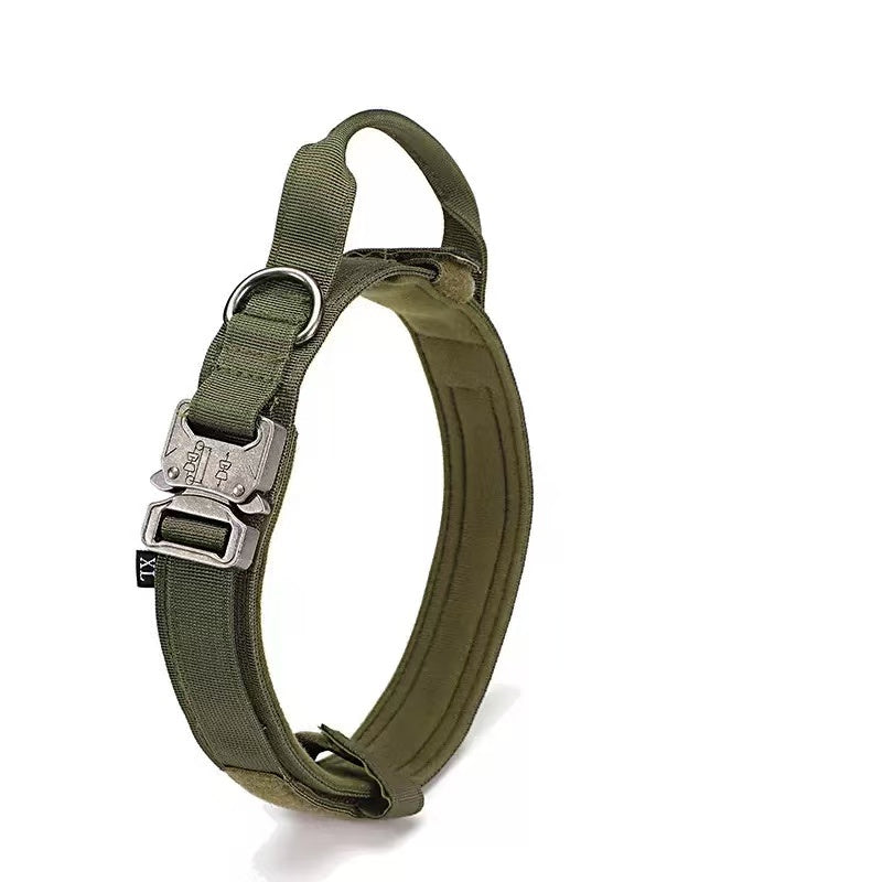 Heavy-Duty Tactical Dog Collar with Handle (Army Green) Canada | Pawpawlemon