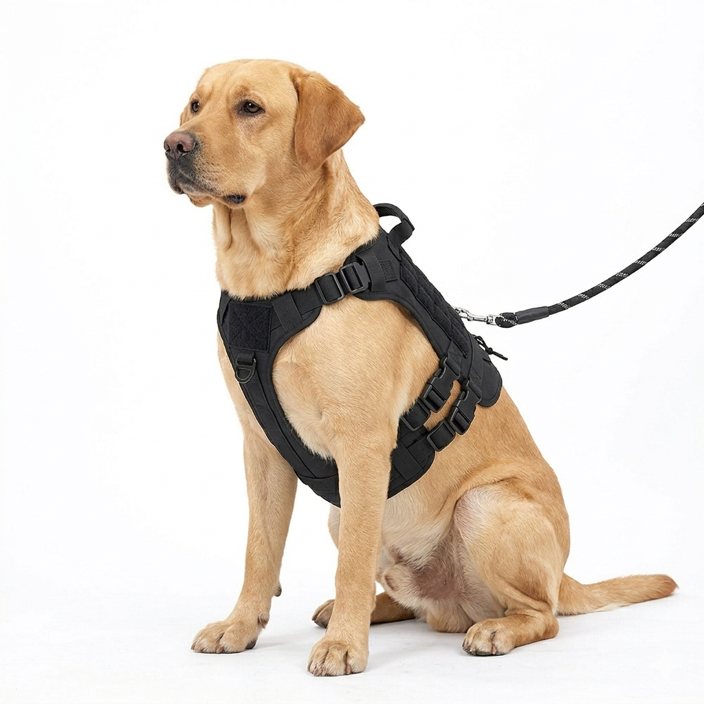 MOLLE Tactical Dog Harness (Black) — No-Pull Vest | Pawpawlemon