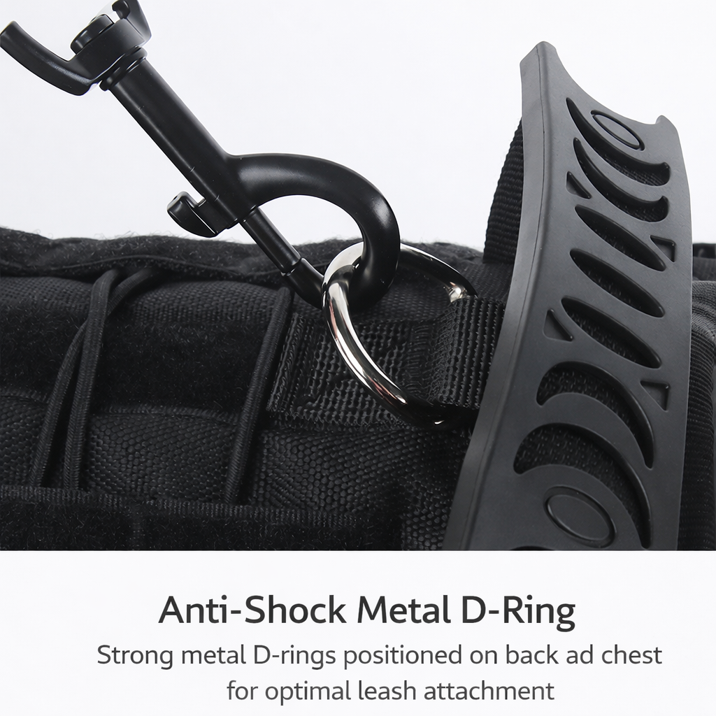 MOLLE Tactical Dog Harness (Black) — No-Pull Vest | Pawpawlemon