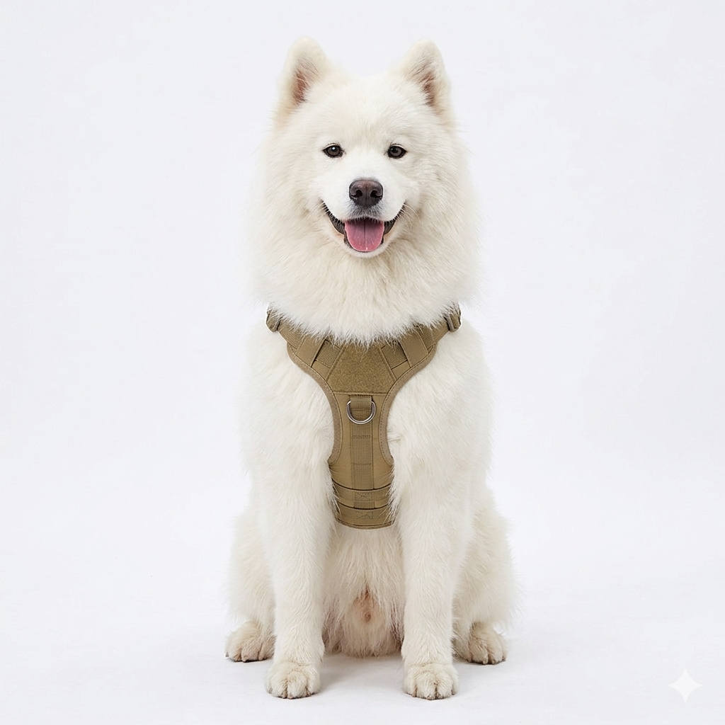MOLLE Tactical Dog Harness (Khaki) — No-Pull Vest | Pawpawlemon