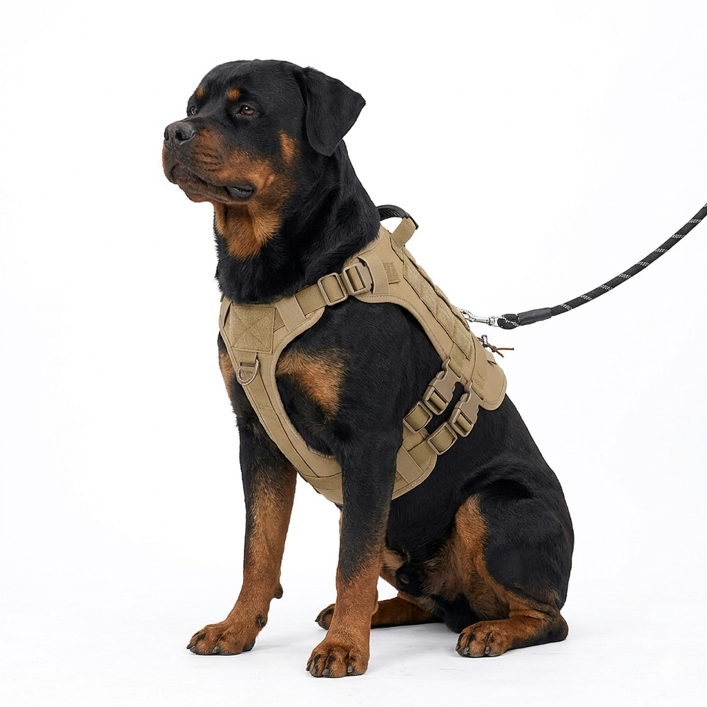 MOLLE Tactical Dog Harness (Khaki) — No-Pull Vest | Pawpawlemon