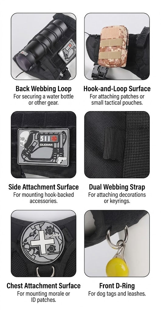 MOLLE Tactical Dog Harness (Black) — No-Pull Vest | Pawpawlemon
