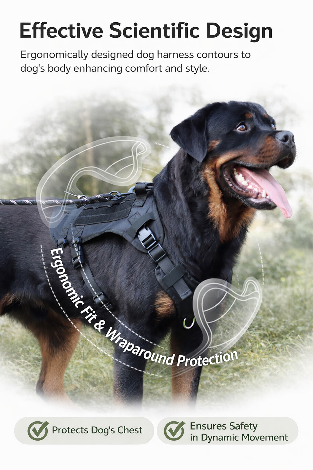 MOLLE Tactical Dog Harness (Black) — No-Pull Vest | Pawpawlemon